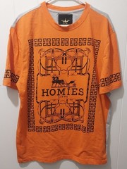 Maxi Milian Shirt “Homies Paris” Pattern Shirt Size 2XL Orange Front Gray Back