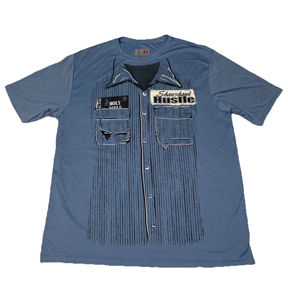 2019 5th Annual Shawshank Hustle Large Shawshank Redemption Inmate Shirt *Nice*