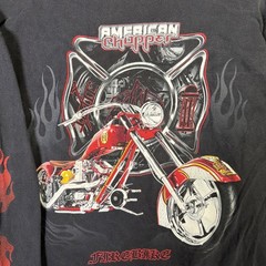 Vintage American Choppers Shirt Mens XL Black 90s Flames Chrome West Coast Biker