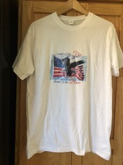 LAND OF THE FREE HOME OF THE BRAVE TSHIRT WHITE SIZE LARGE