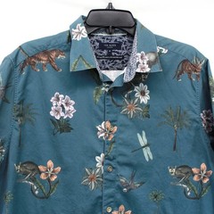 Ted Baker London Men’s Floral Animal Print 100% Cotton Shirt Resort Party Size 6