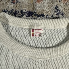 VTG 60s 70s Towncraft Thick Thermal Sweater size S Ivory Off White Waffle Knit
