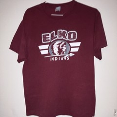 Port & Company Core Blend Men’s L Burgundy Elko Indians Graphic Crew Neck Tee