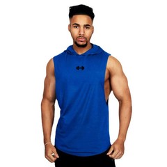 Men Sleeveless Hooded Tank Top Cotton Breathable Gym Fitness Bodybuilding