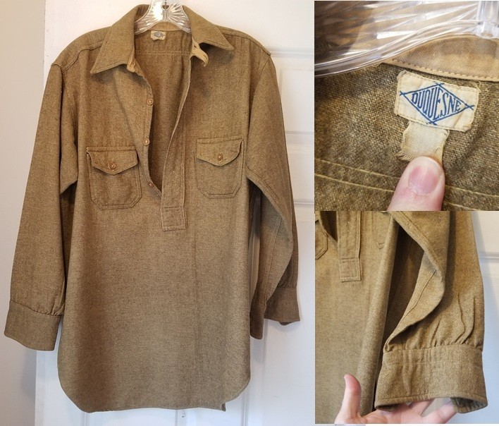 Civil War men’s long sleeve shirt wool tweed “Duquesne” OLD antique