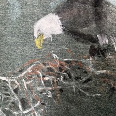 Vintage 90s Mens Hand Painted Eagle Green Turtleneck Long Sleeve Shirt Size L