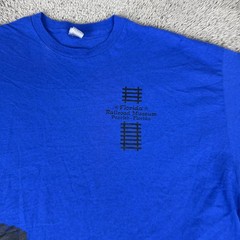 Florida Railroad Museum Shirt Mens 2XL Blue Steam Train Graphic Tee Gildan