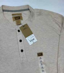 The Foundry Men’s Thermal Henley Top Oatmeal Long Sleeve Pullover Shirt 3X C1041