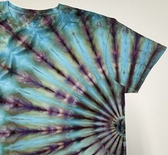 Handmade Ice Tie Dye Adult T-Shirt Unisex Size XL Blue Fan Folded Gildan Tee NEW