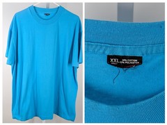 Vintage 90s Blank T-Shirt Cyan Blue 50/50 Blend Soft Screen Stars Style XXL