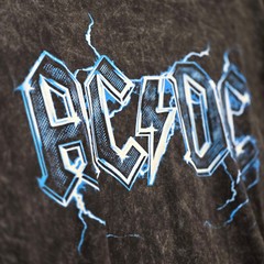 ACDC Shirt MENS LARGE BLACK BLEACH CASUAL CONCERT 77 WORLD TOUR ROCK MUSIC NWT