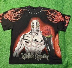 Civil Regime x Jujutsu Kaisen Cursed Rose Graphic Oversized Tee Black Red Large
