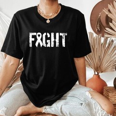 Fight Cancer T-shirt, Lung Cancer Awareness Tee, White Ribbons for Supporters