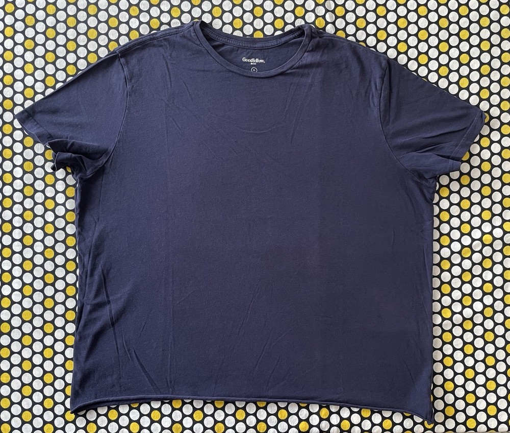 Goodfellow & Co Standard Navy Blue Size XL Cropped Cut Off Crewneck T-Shirt