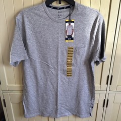 GAP Men’s Crew Neck Short Sleeve Slub Pocket T-Shirt Light Grey Heather M Medium