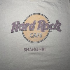 Vintage Hard Rock Cafe Shanghai Graphic Print T-Shirt X-Large Faded Beige Khaki