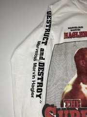 Vtg 80s Boxing Shirt The Super Fight Mens White S Hagler VS Leonard Fits XS 1987