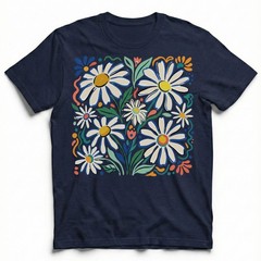 Retro Floral Daisy T-Shirt Colorful Botanical Wildflower Nature Spring Tee