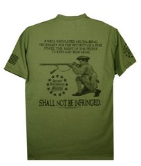 Second Amendment Militia T-Shirt Kneeling Patriot Aiming Musket 2A Gun Rights