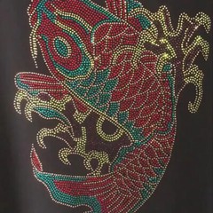 New Fashion Diamond Fish Rhinestones Short Sleeve Luxury Men Black White T-Shirt