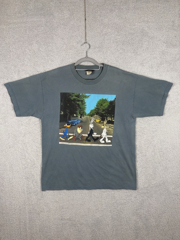 Vintage 1997 Looney Tunes Beatles Abbey Road USA Made Graphic Tee Shirt Men’s XL