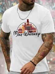 Men’s Casual Crew Neck T-Shirt, 100% Polyester Knit Fabric, Regular Fit