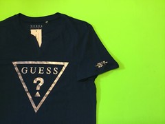 GUESS Los Angeles Men’s Short Sleeve T-Shirt Size LARGE Blue w/Silver Cotton NEW