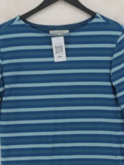 SEASALT CORNWALL Men’s T-Shirt S Blue Striped 100% Cotton Basic