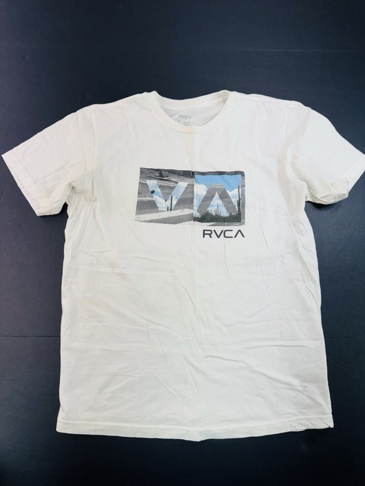 RVCA Men’s White T-Shirt Regular Fit Mens Size Medium Balance Of Opposites