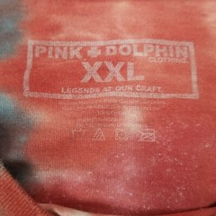 Pink Dolphin Men’s Red Tie Dye Front Back Graphic Short Sleeve T-Shirt Size XXL