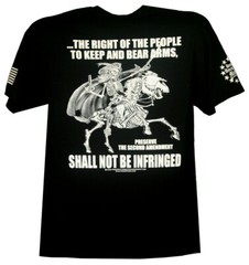 Second Amendment Militia T-Shirt Skeleton Horse and Rider 2A Gun Rights Freedom