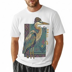 Hipster Heron Bird T-Shirt Beanie Hat Geometric Abstract Art Nature Gift