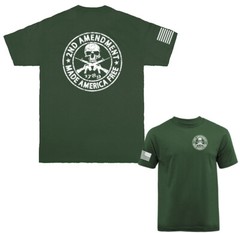 2nd Amendment Made America Free Gun Skull Constitution US Flag Crest T-shirt