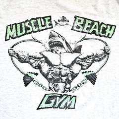 Vintage 90s Venice Muscle Beach Gym Shark T Shirt Body Builder Size XL
