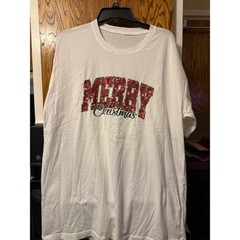 Merry Christmas December 25 Graphic T-Shirt White Red Green Holiday Tee 2XL