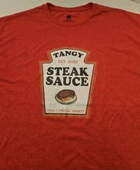 Tangy Steak Sauce Hanes Red Mens XL Tee Shirt Cool Dri Only 1 Special Variety