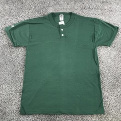 Vintage Russell Athletic Shirt Mens Small Dark Forest Green Henley NuBlend