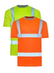 Mens Hi Vis Workwear T-Shirt High Visibility Tee Reflective Safety Security Top