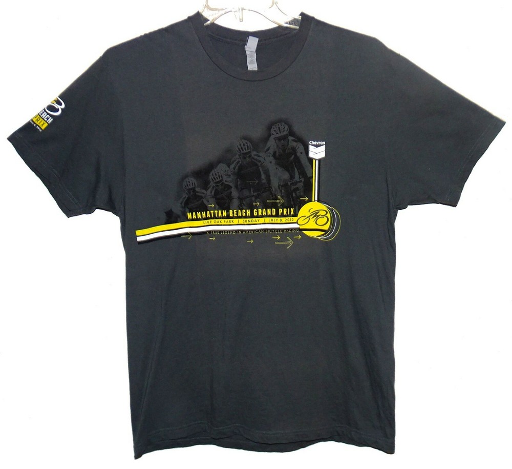 Sz L MANHATTAN BEACH GRAND PRIX Bicycle Races T-Shirt 2012 Cotton Gray NextLevel