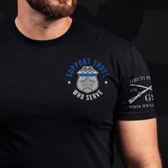 Custom name Blue Line Support Those Who Serve AOP Shirt 3D shirt Full Size S-5XL