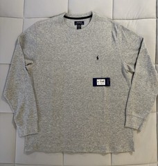 Polo Ralph Lauren Waffle Knit Long Sleeve Sleep Shirt Men’s Size XL Heather Grey