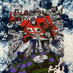 Vintage-Rush Transformers Optimus Prime Anime Art Shirt 3XL 28×35 Tie-Dye
