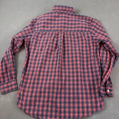 Chaps Plaid Button Down Shirt Mens M Red Blue Long Sleeve Easy Care Cotton Blend