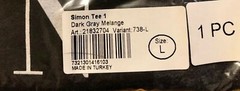 LEXINGTON Clothing Co Simon Tee Shirt Dark Gray Melange Mens S/S Size L