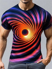 Funny Optical Illusion Graphic T Shirt For Men 3D Printed Art Abstract.