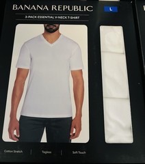 New Banana Republic 3 Pack Men’s V-Neck Tee White T-shirt Size Large Brand New