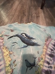 VINTAGE Liquid Blue Ocean Shirt XL Tie Dye All Over Print Nature Dolphin 1990