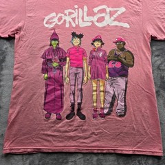 Gorillaz Graphic T-Shirt Medium Pink Mens Regular Fit Cotton Band Music Tee