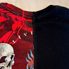 Affliction Black Label Men/Unisex Skull Graphic T-Shirt Black/Red Crew Neck XL