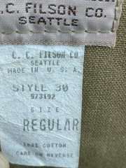 Filson Tincloth Game Bag Size 30 USA Made Vest Strap Leather Belt Closure